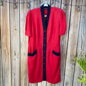 Vintage petite dress Women’s Red Size 14 Buttons pockets